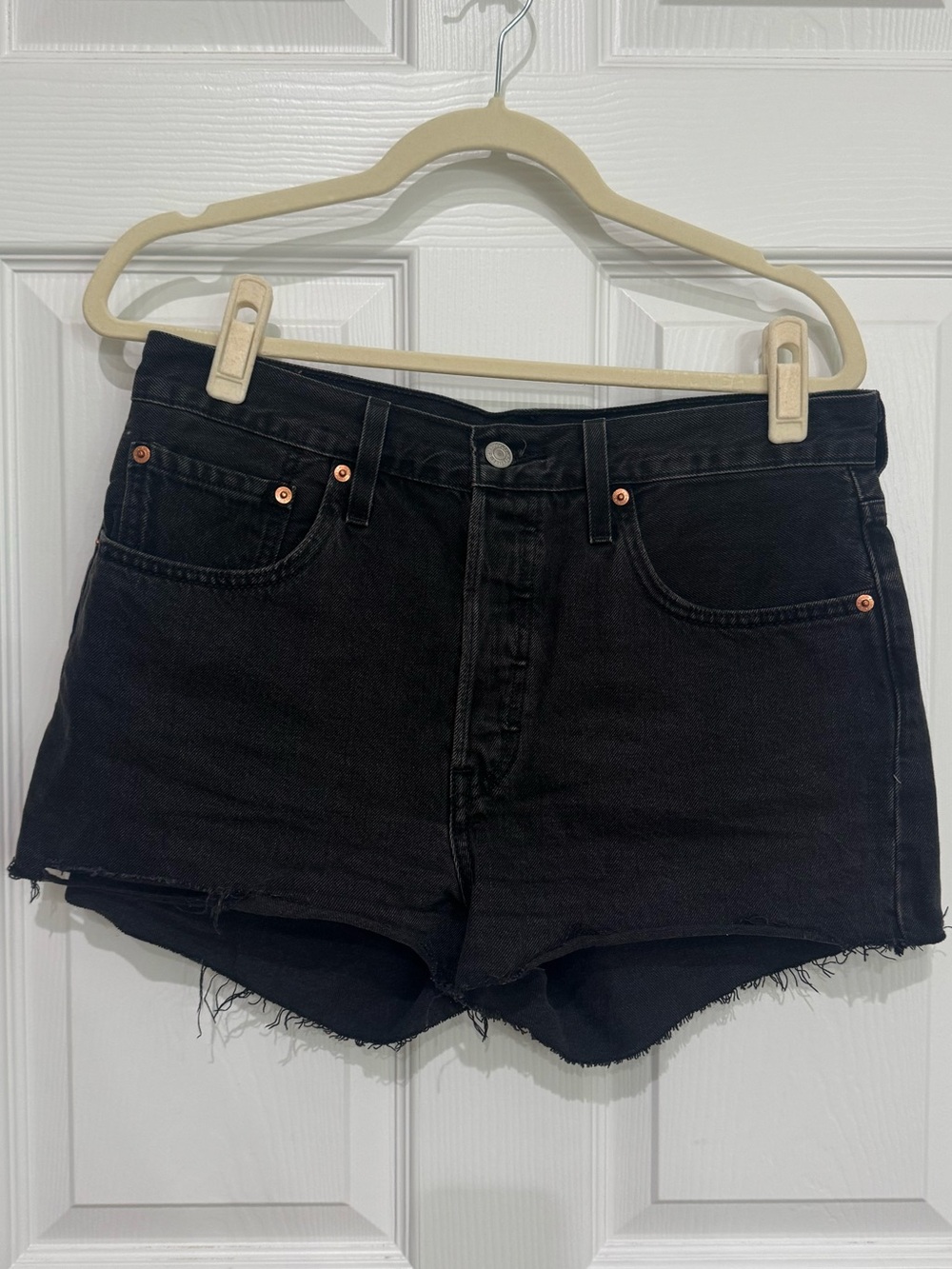 Levi's Black High-Rise Denim Cutoff Shorts